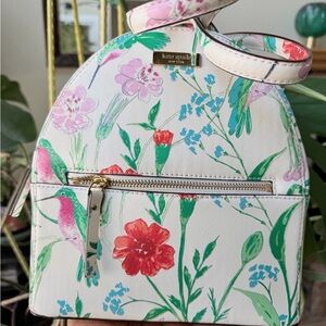 kate spade White Floral & Hummingbird Mini Backpack